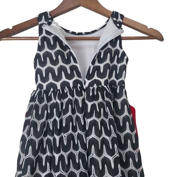 Love U Lots Girls Sleeveless Geo Dress Size 4T Black and White with Red Ribbon - Picture 10 of 12
